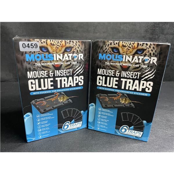 2 Boxes of Mousinator Mouse & Insect Glue Traps - 6 Traps Per Box/12 Total - New