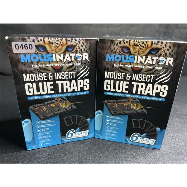 2 Boxes of Mousinator Mouse & Insect Glue Traps - 6 Traps Per Box/12 Total - New