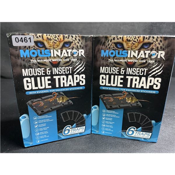 2 Boxes of Mousinator Mouse & Insect Glue Traps - 6 Traps Per Box/12 Total - New