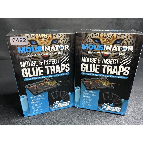 2 Boxes of Mousinator Mouse & Insect Glue Traps - 6 Traps Per Box/12 Total - New