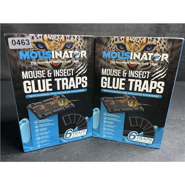 2 Boxes of Mousinator Mouse & Insect Glue Traps - 6 Traps Per Box/12 Total - New