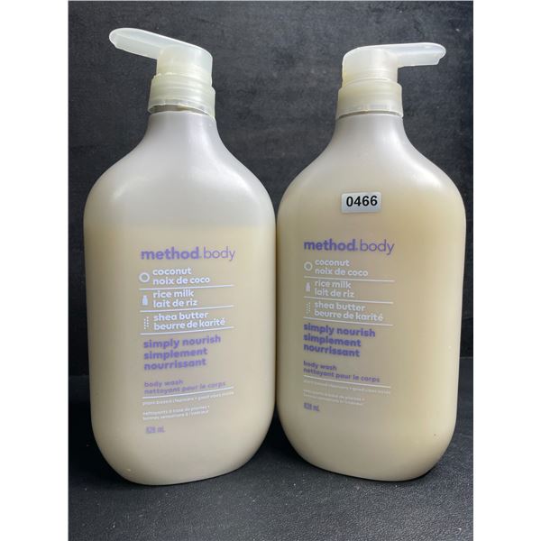 Lot of 2 Method Body Wash (828ml) Simply Nourish - Coconut, Rice Milk, & Shea Butter - New
