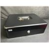 Image 1 : 1 Metal Cash Box/Money Lock Box with Keys - Black - Portable Money Box - New