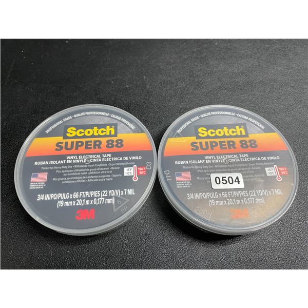 Lot of 2 3M Scotch Super 88 Vinyl Electrical Tape (3/4in x 66 FT Per Roll) - New