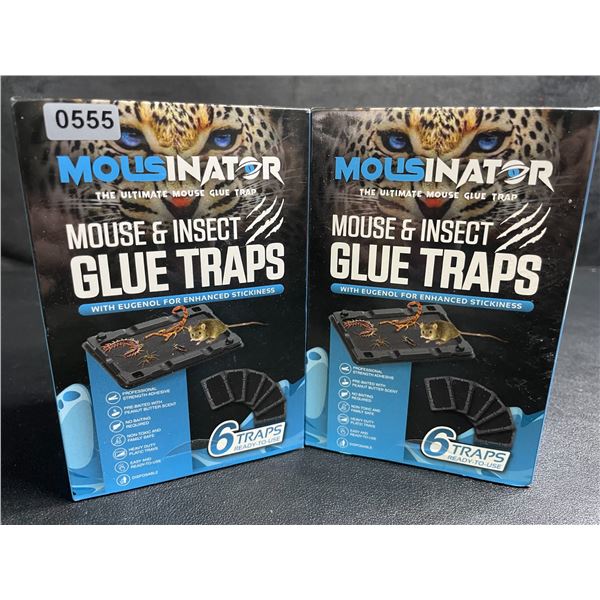 2 Boxes of Mousinator Mouse & Insect Glue Traps - 6 Traps Per Box/12 Total - New