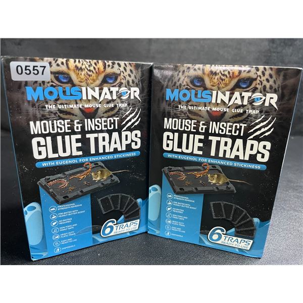 2 Boxes of Mousinator Mouse & Insect Glue Traps - 6 Traps Per Box/12 Total - New
