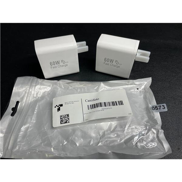 2-Pack of 60W 5-Port USB-C Fast Charger Blocks - New