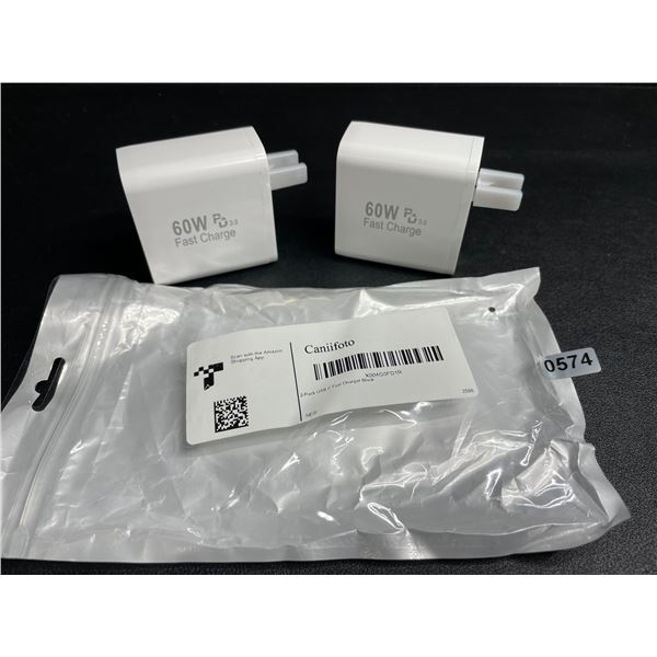 2-Pack of 60W 5-Port USB-C Fast Charger Blocks - New