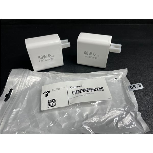 2-Pack of 60W 5-Port USB-C Fast Charger Blocks - New