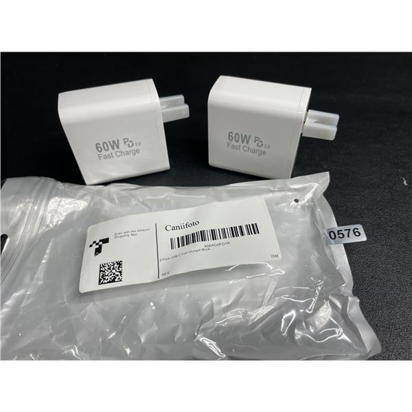 2-Pack of 60W 5-Port USB-C Fast Charger Blocks - New