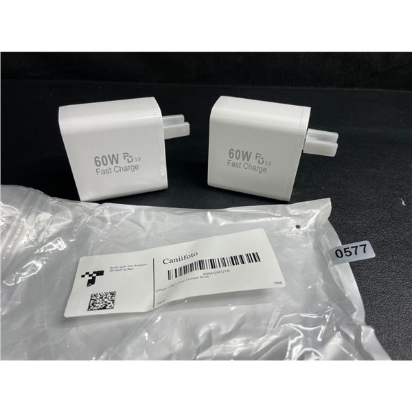 2-Pack of 60W 5-Port USB-C Fast Charger Blocks - New