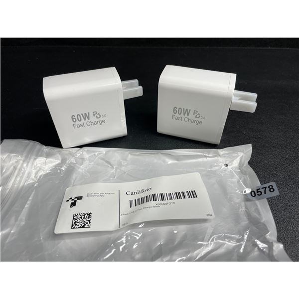 2-Pack of 60W 5-Port USB-C Fast Charger Blocks - New