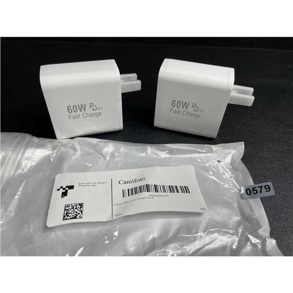 2-Pack of 60W 5-Port USB-C Fast Charger Blocks - New