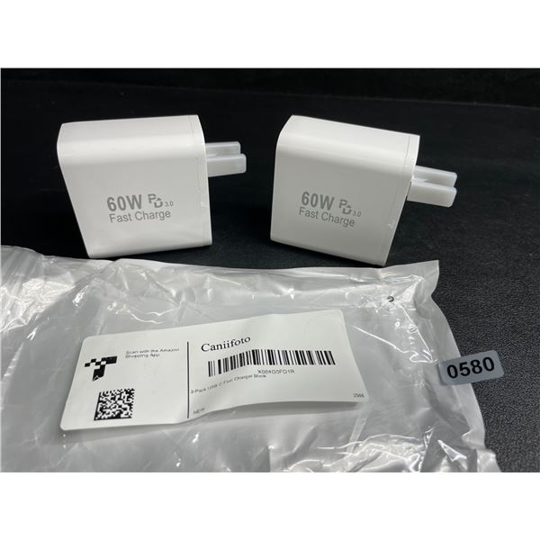 2-Pack of 60W 5-Port USB-C Fast Charger Blocks - New
