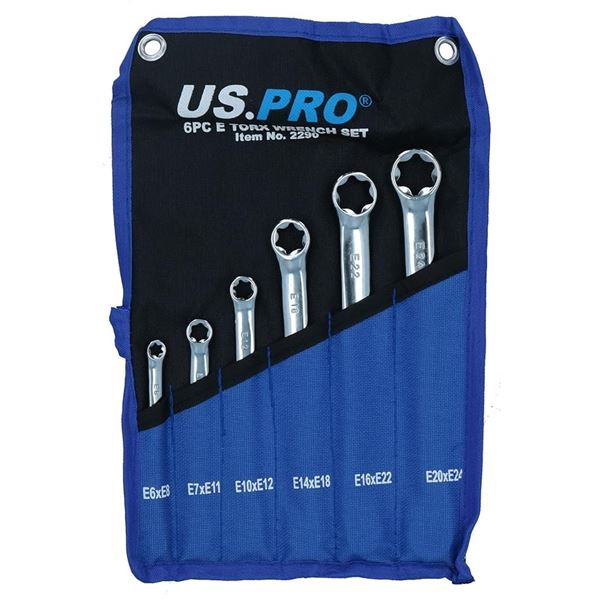 6PC Torx E Star Wrench Set Tool Set - Double-Ended, Sizes E6 - E24 (12 Sizes) - New