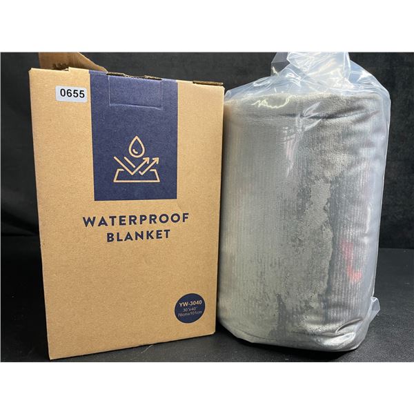 1 Waterproof Blanket - 30" x 40" - Soft Plush Grey - New in Box