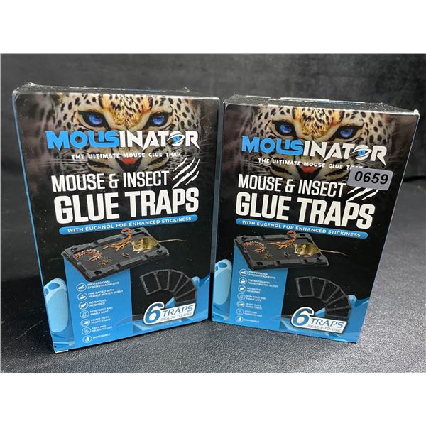 2 Boxes of Mousinator Mouse & Insect Glue Traps - 6 Traps Per Box/12 Total - New