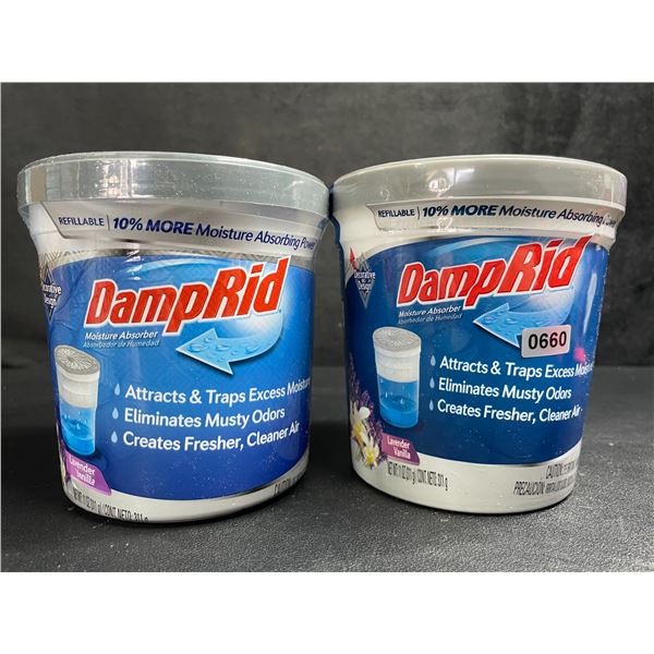 2 Tubs of DampRid Moisture Absorber (311g) Lavender Vanilla - Attracts/Traps Excess Moisture - New