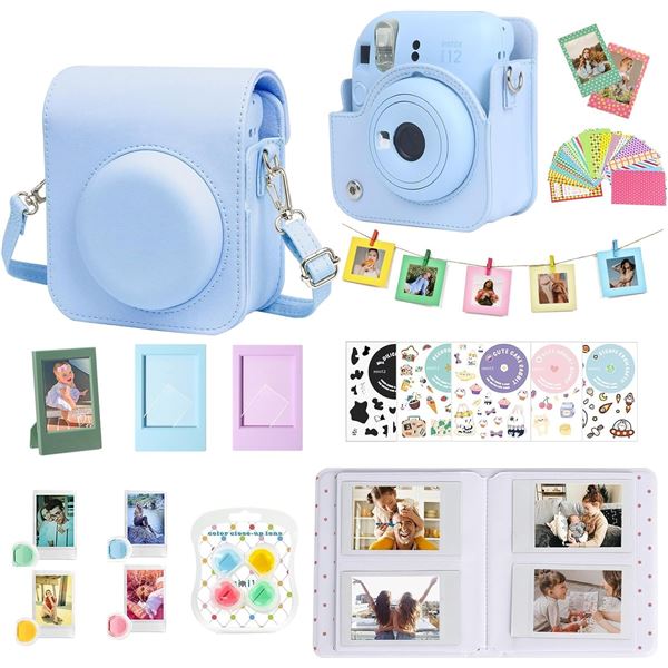 Fujifilm Instax Mini Accessory Set for Mini 12 - Instant Camera Case/Album/Color Filters (Blue) New