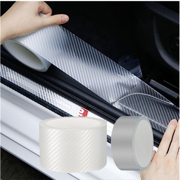 4 Rolls of Automotive Door Edge Guard - Clear Carbon Fiber Adhesive Design (2x 2-Packs) - New