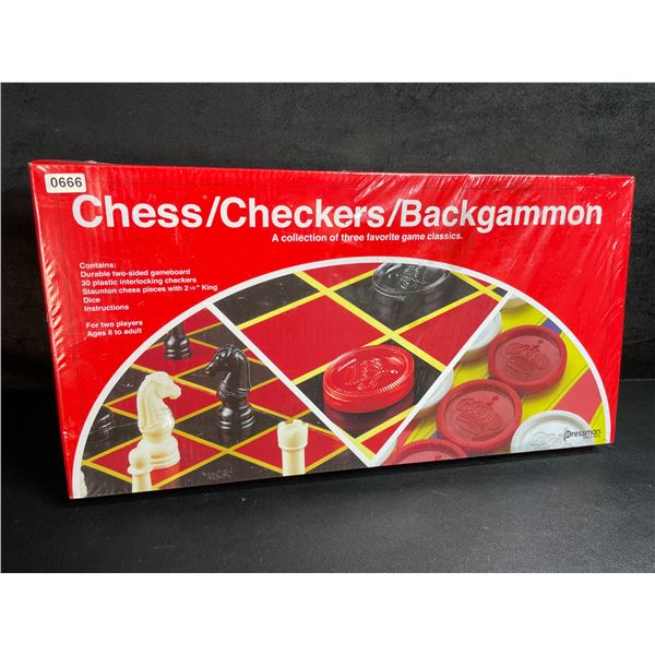 1 Classic Chess/Checkers/Backgammon Board Game Set - New Sealed