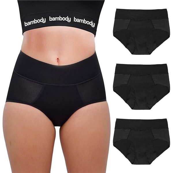 Bambody 3-Pack Absorbent Period Underwear/Panties for Women (Size XL) - New