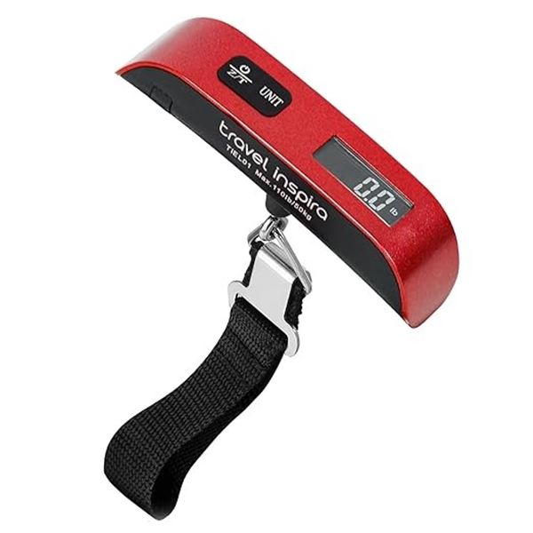 1 Travel Inspira Backlight Digital Luggage Scale (110lb/50kg Capacity) - Red - New