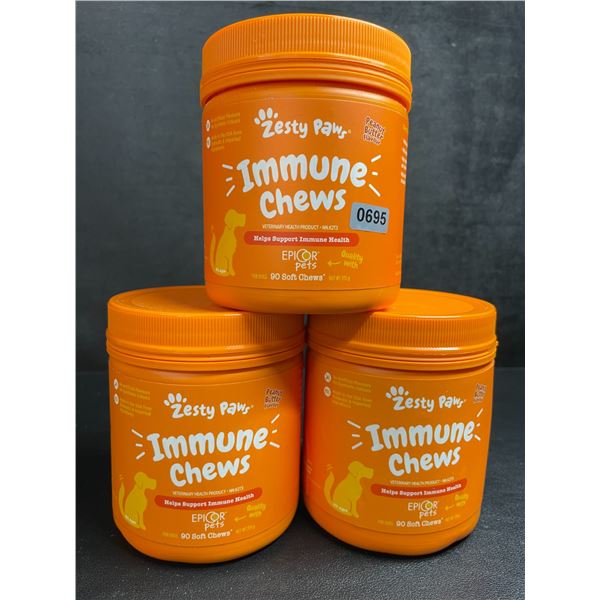 3 Tubs of Zesty Paws Immune Chews for Dogs (90 Soft Chews) Supports Immune Health - New