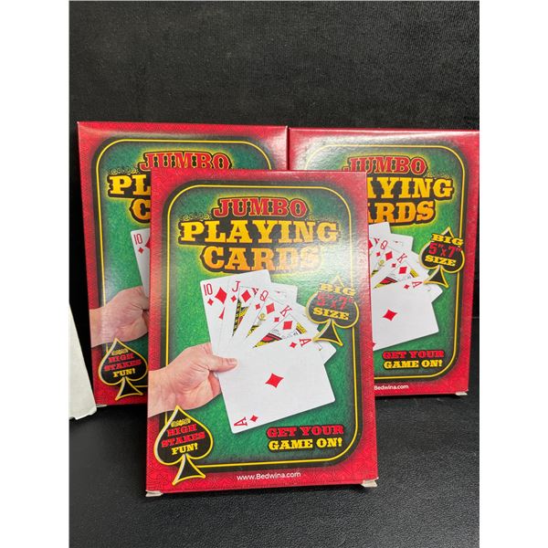 3 Decks of Jumbo Playing Cards - 5" x 7" Size - New