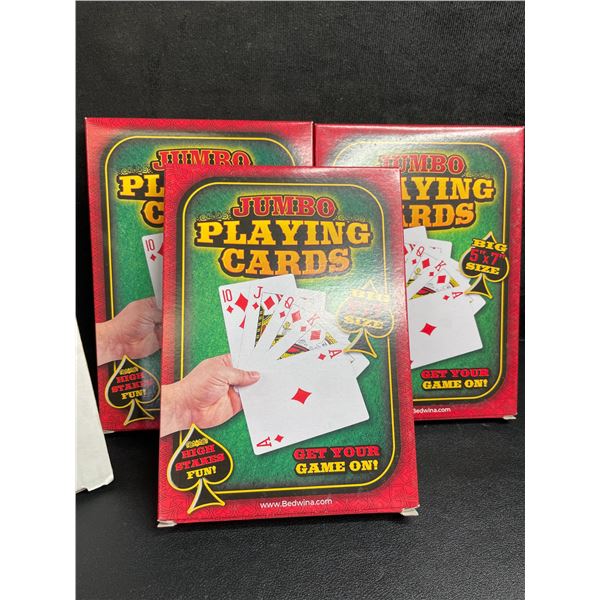 3 Decks of Jumbo Playing Cards - 5" x 7" Size - New