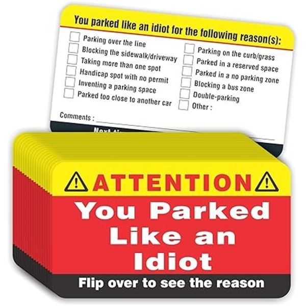 4 Boxes of "You Parked Like An Idiot" Funny Business Cards (100pcs Per Box) - New