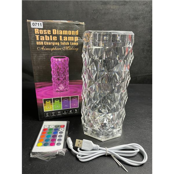 1 Rose Diamond Table Lamp/USB Charging Color Changing Lamp with Remote - New