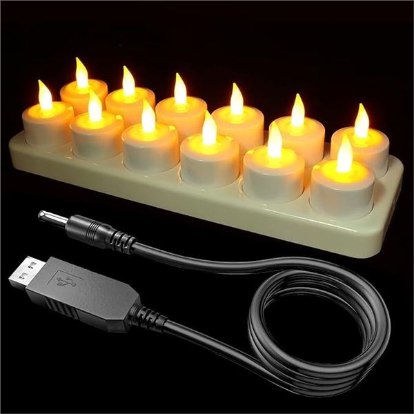 SoulBay 12PC Rechargeable LED Tea Light Candle Set - New in Box