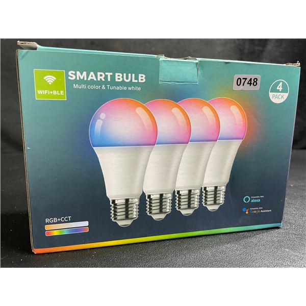 4-Pack RGB/White LED WiFi Smart Control Light Bulbs - New