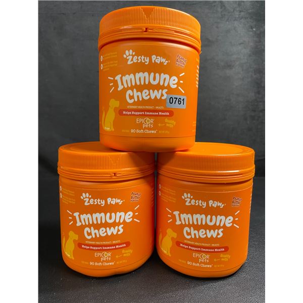 3 Tubs of Zesty Paws Immune Chews for Dogs (90 Soft Chews) Supports Immune Health - New