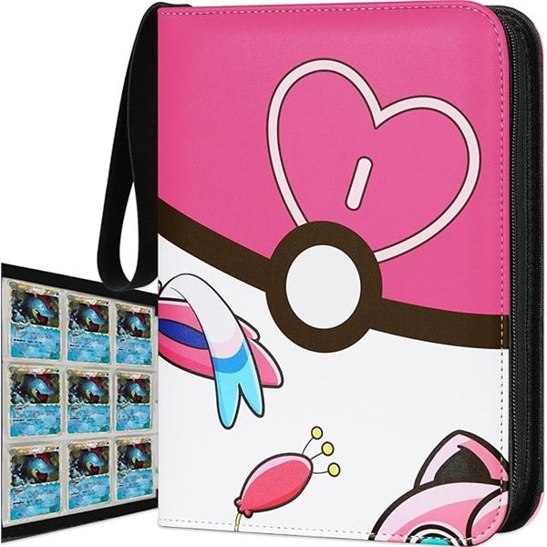 Large 13"  Sylveon/Jigglypuff Design Leather Premium Pokemon Card Storage Binder (720 Pockets) - New