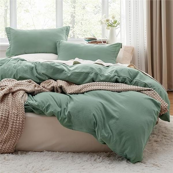 Bedsure Twin Size Duvet Cover Set (68" x 90") Sage Green - 1 Duvet Cover + 1 Pillowcase - New
