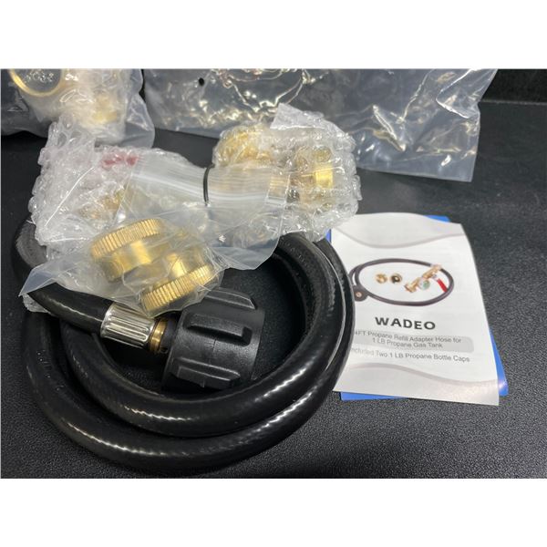 Lot of 2 Wadeo 4FT Propane Refill Adapter Hose Kits for 1LB Propane Gas Tanks - New