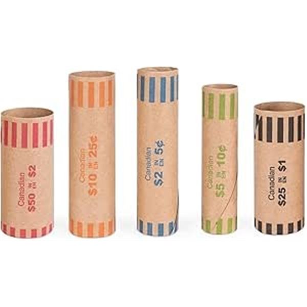 150PCS Coin Wrappers/Canadian Coin Rollers (for $2, $1, 25c, 10c, and 5c) - New in Box