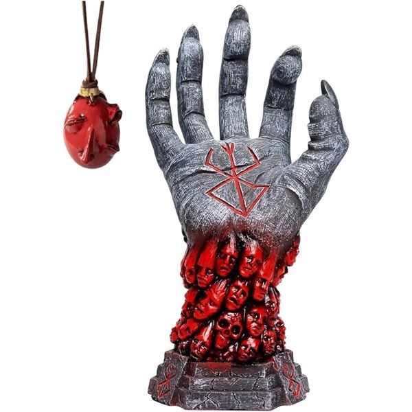 Realistic Berserk Hand of God Anime Figurine/Statue with Behilit Egg of King Necklace - New in Box