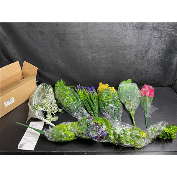 12PC Box of Artificial Flower Bundles/Greenery Decorative Plant Bundles - New