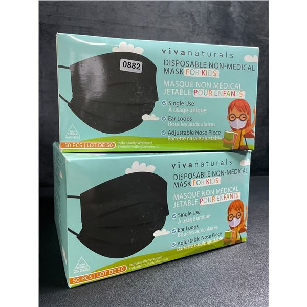 2 Boxes VivaNaturals Disposable Non-Medical Face Masks for Kids (50pcs Each) - New