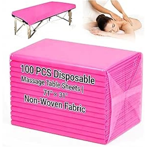 100PC Pack of Disposable Massage Table Sheets (71" x 31") For Waxing, Massage, Tattoo, Beauty - New