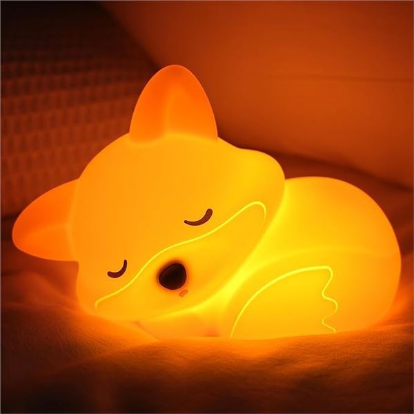 Silicone Fox Night Light/Rechargeable Dimmable Bedside Night Light - New (Damaged Box)