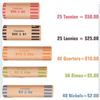 Image 2 : 2 150-Piece Boxes of Preformed Coin Wrappers x30 $2-$1-25c-10c-5c (300PCS Total) - New