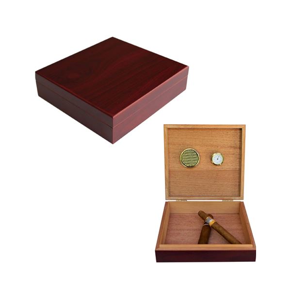 Cherry Finish Spanish Cedar Humidor Box with Humidifier Gel - New