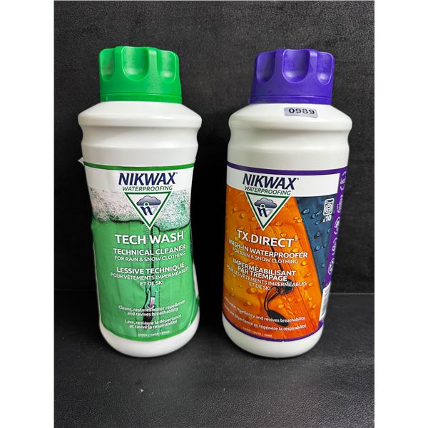 2 Large 1L Bottles of Nikwax Waterproofing TX Direct and Tech Wash - New