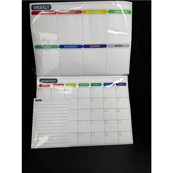 3 Piece Set of Magnetic Whiteboard Fridge Calendars with Dry Erase Markers - New
