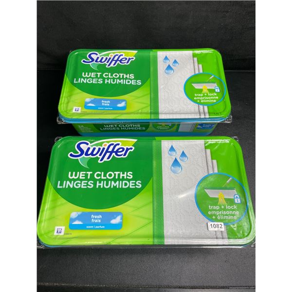 2 Packs of Swiffer Wet Cloths/Wet Mop Cloths (24PCS Each) Fresh Scent - New