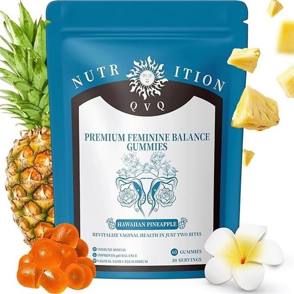 3 Packs of Nutition QVQ Premium Feminine PH Balance Gummies for Women - Hawaiian Pineapple (60pc)